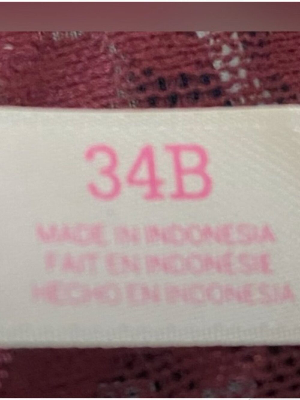 PINK by VS MAROON Push-up Front Close, 34B *P1014 - Picture 5 of 6
